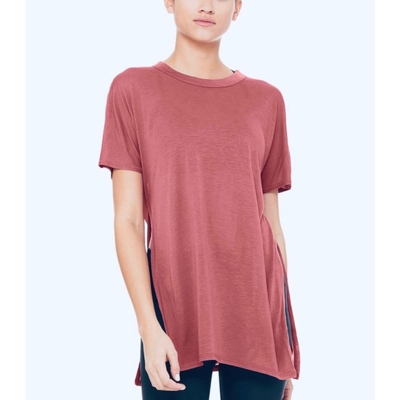 ALO dusty rose t-shirt tunic with slits - Picture 5 of 5